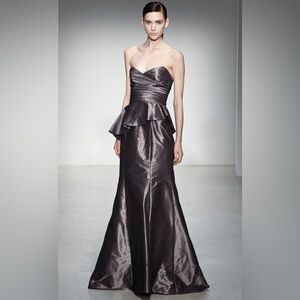 Amsale Women's Strapless Peplum Gown Size 10